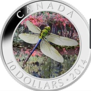 2014 RCM $10 Green Darner Dragonfly - Pure Silver Coin